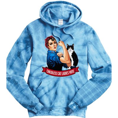 Childless Cat Ladies Vote Rosie The Riveter Tie Dye Hoodie