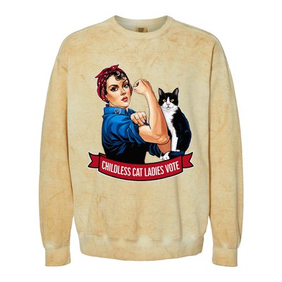 Childless Cat Ladies Vote Rosie The Riveter Colorblast Crewneck Sweatshirt