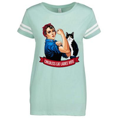 Childless Cat Ladies Vote Rosie The Riveter Enza Ladies Jersey Football T-Shirt