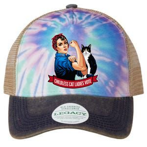 Childless Cat Ladies Vote Rosie The Riveter Legacy Tie Dye Trucker Hat