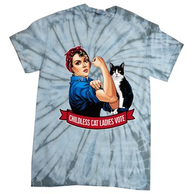 Childless Cat Ladies Vote Rosie The Riveter Tie-Dye T-Shirt