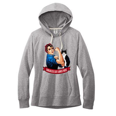 Childless Cat Ladies Vote Rosie The Riveter Women's Fleece Hoodie