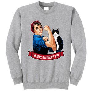 Childless Cat Ladies Vote Rosie The Riveter Tall Sweatshirt