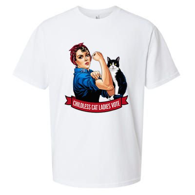 Childless Cat Ladies Vote Rosie The Riveter Sueded Cloud Jersey T-Shirt