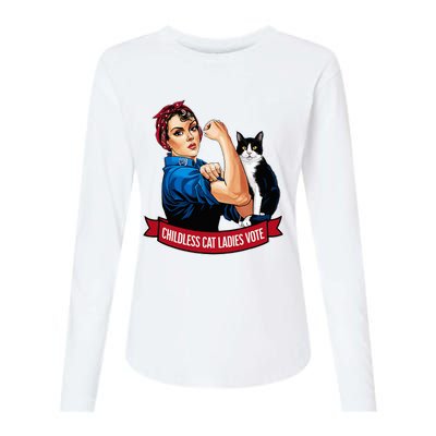 Childless Cat Ladies Vote Rosie The Riveter Womens Cotton Relaxed Long Sleeve T-Shirt