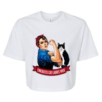 Childless Cat Ladies Vote Rosie The Riveter Bella+Canvas Jersey Crop Tee