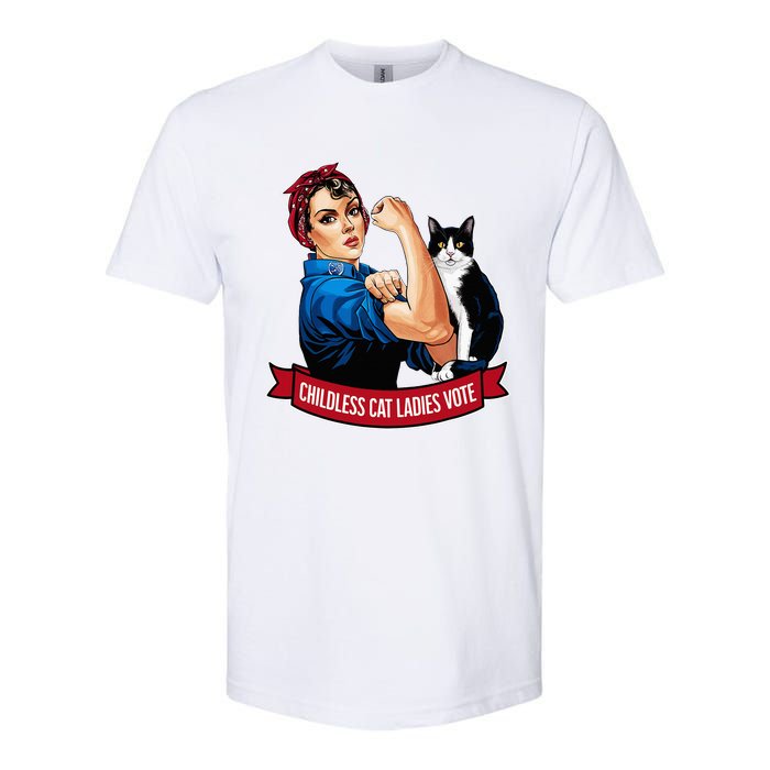 Childless Cat Ladies Vote Rosie The Riveter Softstyle CVC T-Shirt