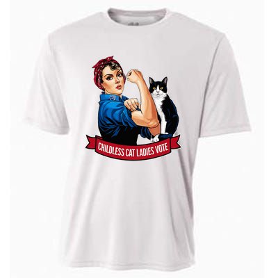 Childless Cat Ladies Vote Rosie The Riveter Cooling Performance Crew T-Shirt