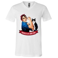 Childless Cat Ladies Vote Rosie The Riveter V-Neck T-Shirt