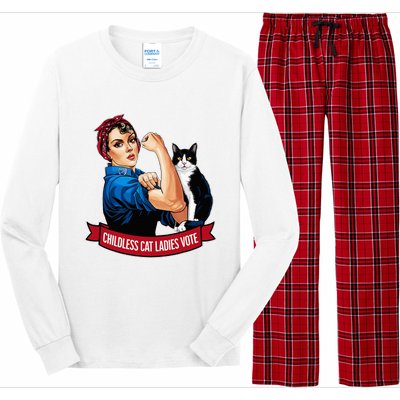 Childless Cat Ladies Vote Rosie The Riveter Long Sleeve Pajama Set