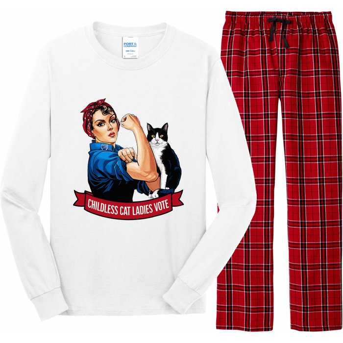 Childless Cat Ladies Vote Rosie The Riveter Long Sleeve Pajama Set