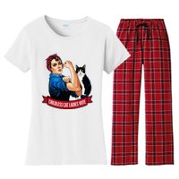 Childless Cat Ladies Vote Rosie The Riveter Women's Flannel Pajama Set