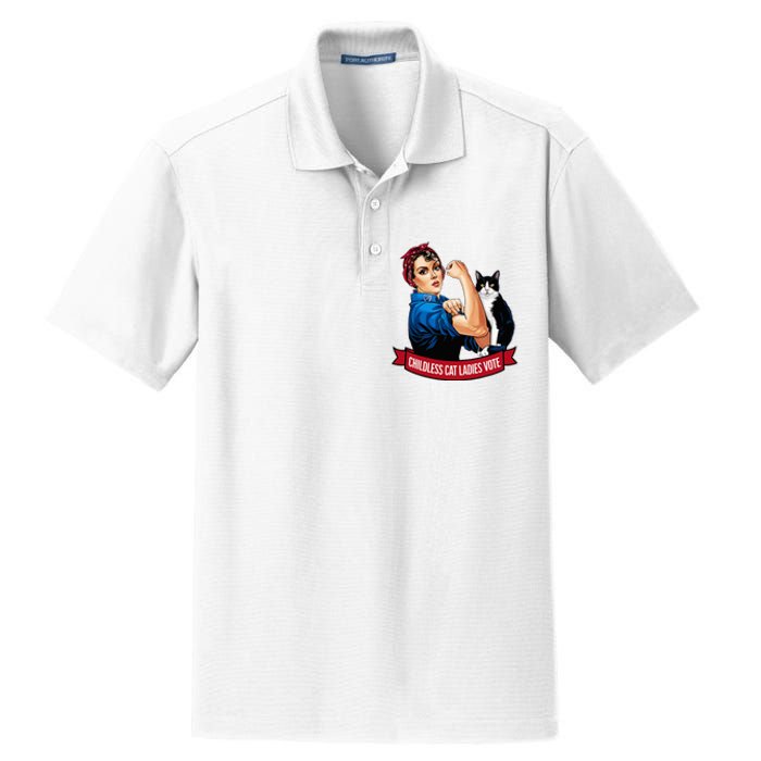 Childless Cat Ladies Vote Rosie The Riveter Dry Zone Grid Polo