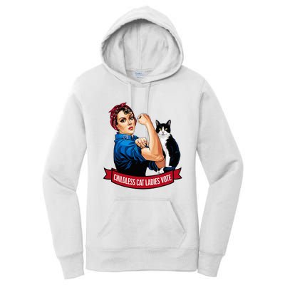 Childless Cat Ladies Vote Rosie The Riveter Women's Pullover Hoodie