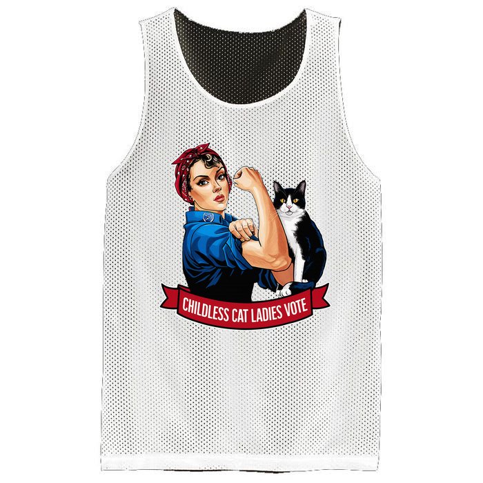 Childless Cat Ladies Vote Rosie The Riveter Mesh Reversible Basketball Jersey Tank