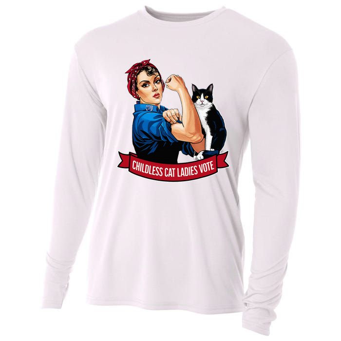 Childless Cat Ladies Vote Rosie The Riveter Cooling Performance Long Sleeve Crew