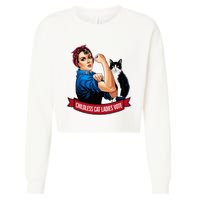 Childless Cat Ladies Vote Rosie The Riveter Cropped Pullover Crew