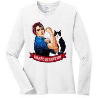 Childless Cat Ladies Vote Rosie The Riveter Ladies Long Sleeve Shirt