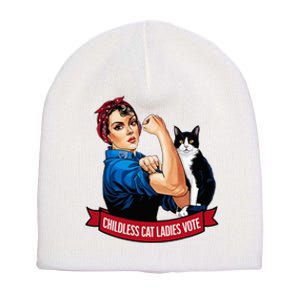 Childless Cat Ladies Vote Rosie The Riveter Short Acrylic Beanie