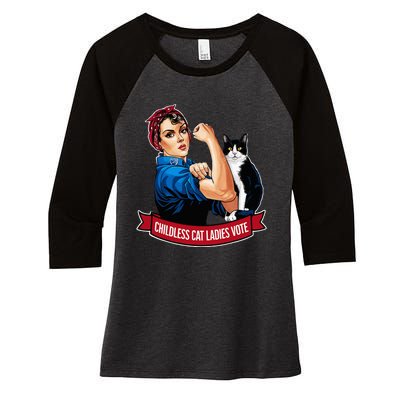 Childless Cat Ladies Vote Rosie The Riveter Women's Tri-Blend 3/4-Sleeve Raglan Shirt