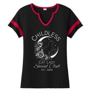 Childless Cat Lady Social Club Est 2024 Kamala Harris 2024 Ladies Halftime Notch Neck Tee