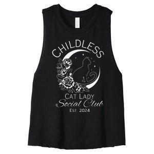 Childless Cat Lady Social Club Est 2024 Kamala Harris 2024 Women's Racerback Cropped Tank