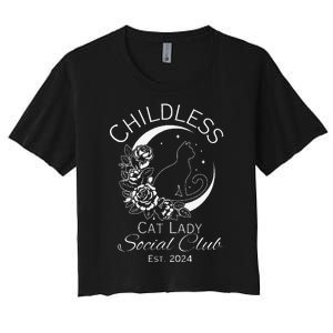 Childless Cat Lady Social Club Est 2024 Kamala Harris 2024 Women's Crop Top Tee