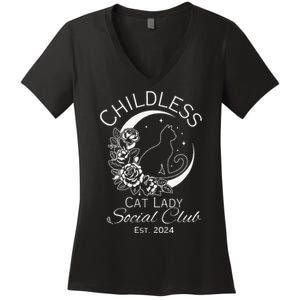 Childless Cat Lady Social Club Est 2024 Kamala Harris 2024 Women's V-Neck T-Shirt