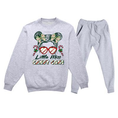 Cute Christmas Little Miss Candy Cane Premium Crewneck Sweatsuit Set