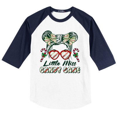 Cute Christmas Little Miss Candy Cane Baseball Sleeve Shirt