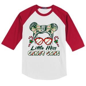 Cute Christmas Little Miss Candy Cane Kids Colorblock Raglan Jersey