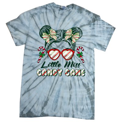 Cute Christmas Little Miss Candy Cane Tie-Dye T-Shirt