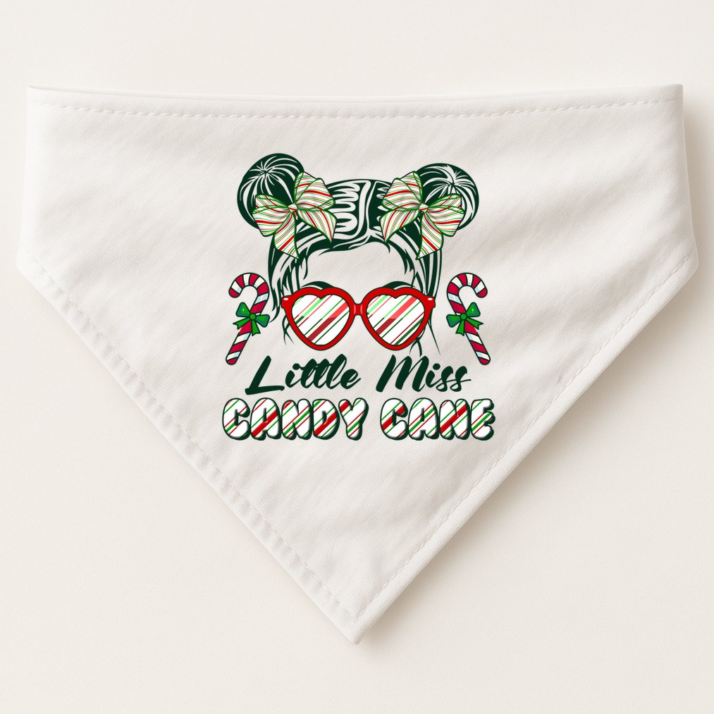 Cute Christmas Little Miss Candy Cane USA-Made Doggie Bandana