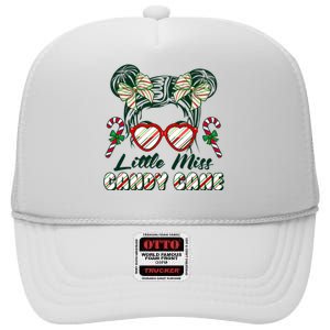 Cute Christmas Little Miss Candy Cane High Crown Mesh Back Trucker Hat