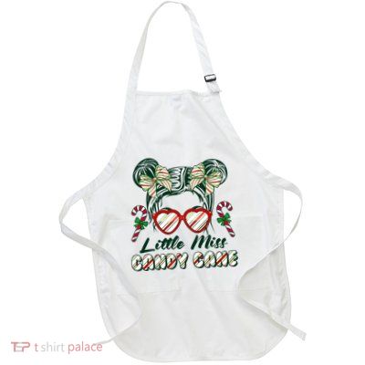 Cute Christmas Little Miss Candy Cane Full-Length Apron With Pockets