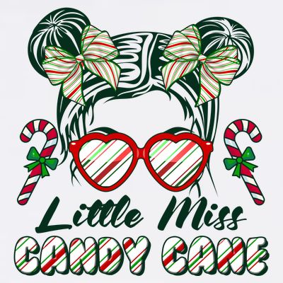 Cute Christmas Little Miss Candy Cane T-Shirt