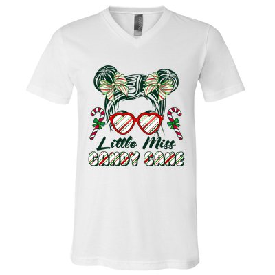 Cute Christmas Little Miss Candy Cane V-Neck T-Shirt