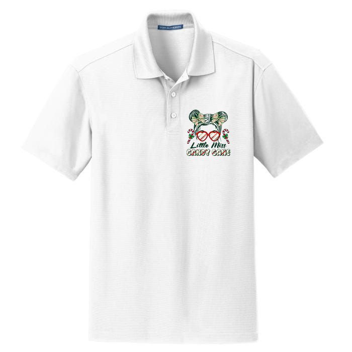 Cute Christmas Little Miss Candy Cane Dry Zone Grid Polo