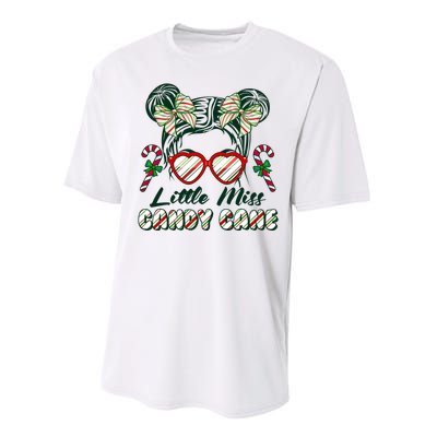 Cute Christmas Little Miss Candy Cane Performance Sprint T-Shirt