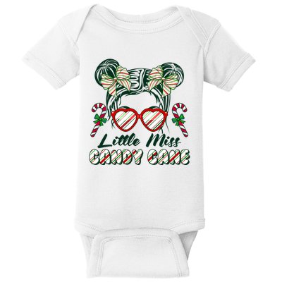 Cute Christmas Little Miss Candy Cane Baby Bodysuit