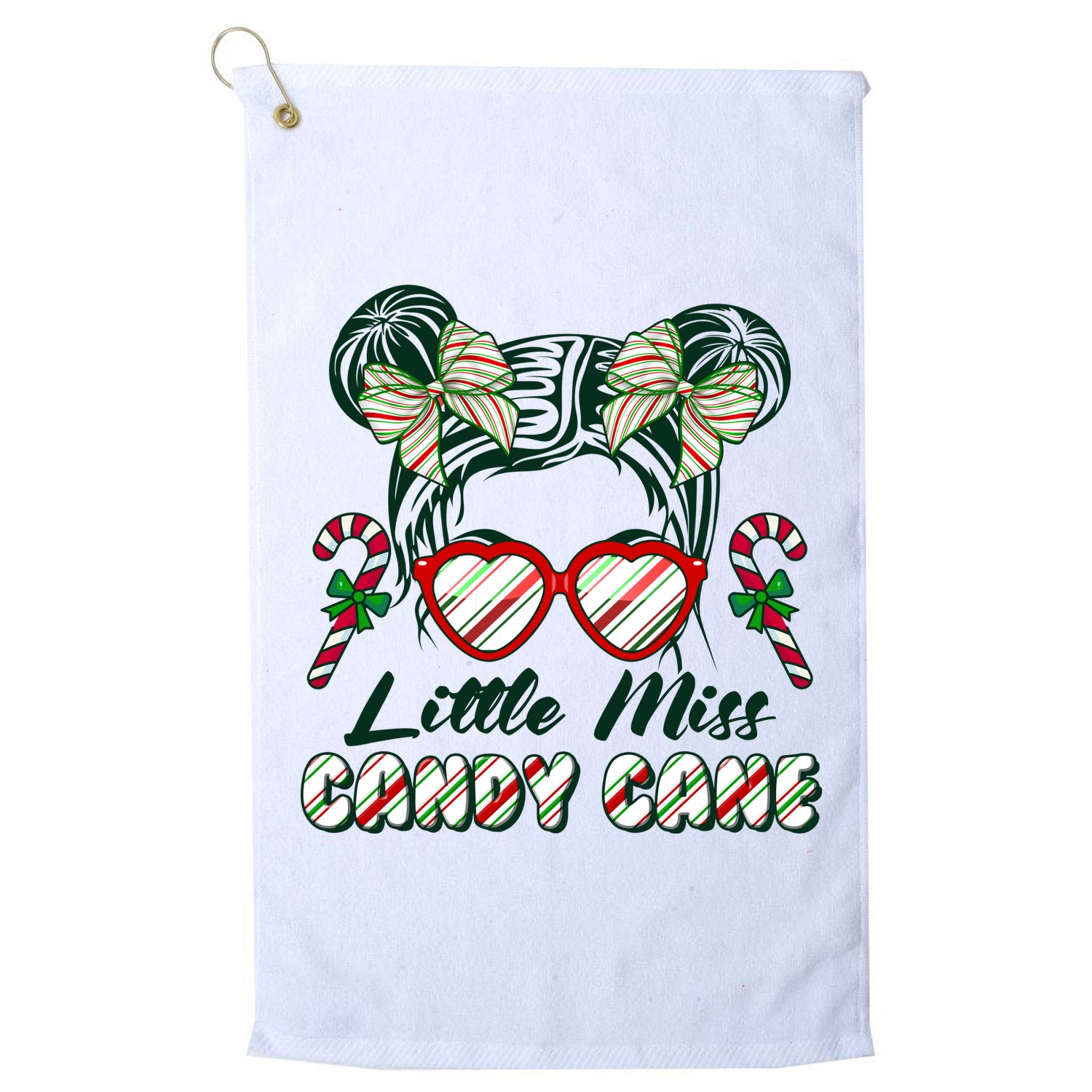 Cute Christmas Little Miss Candy Cane Golf Towel