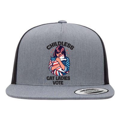 Childless Cat Ladies Vote Graphic Flat Bill Trucker Hat