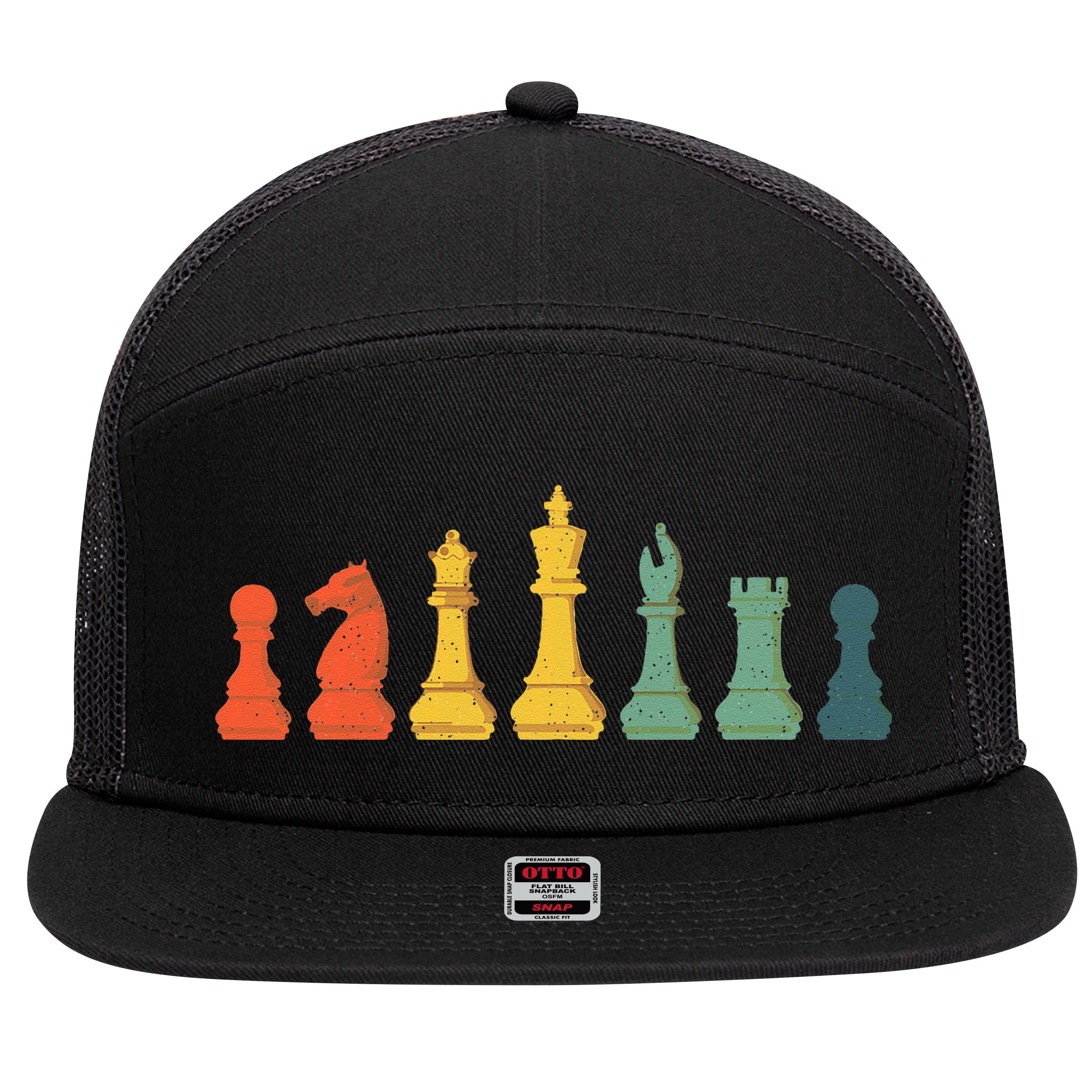 Cool Chess Lover Art Chess Players Novelty 7 Panel Mesh Trucker Snapback Hat