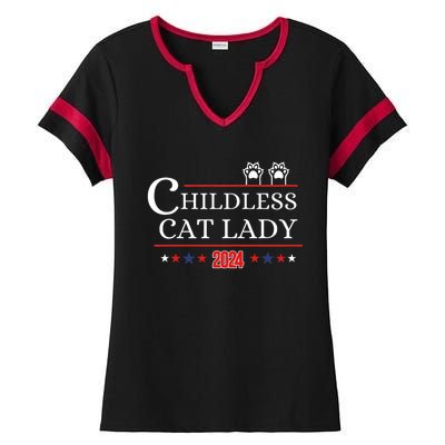 Childless Cat Lady 2024 Pro Kamala Harris Ladies Halftime Notch Neck Tee