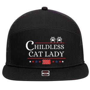 Childless Cat Lady 2024 Pro Kamala Harris 7 Panel Mesh Trucker Snapback Hat