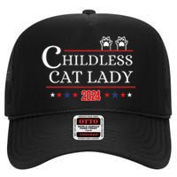 Childless Cat Lady 2024 Pro Kamala Harris High Crown Mesh Back Trucker Hat