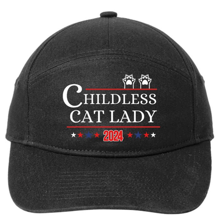 Childless Cat Lady 2024 Pro Kamala Harris 7-Panel Snapback Hat