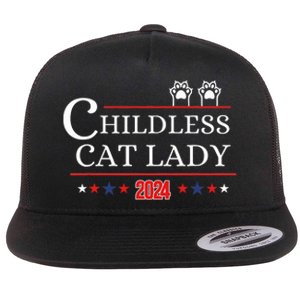 Childless Cat Lady 2024 Pro Kamala Harris Flat Bill Trucker Hat