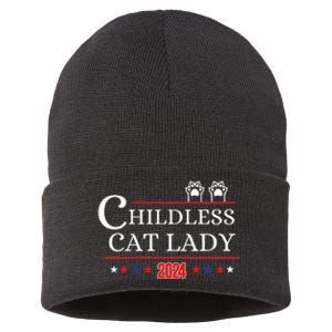 Childless Cat Lady 2024 Pro Kamala Harris Sustainable Knit Beanie