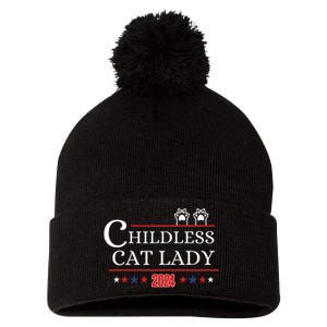 Childless Cat Lady 2024 Pro Kamala Harris Pom Pom 12in Knit Beanie